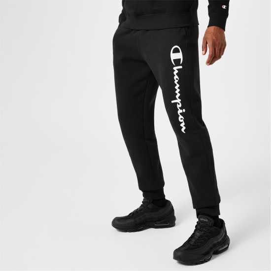 Champion Мъжко Спортно Долнище Logo Fleece Joggers Mens Black KK001 Мъжко облекло за едри хора