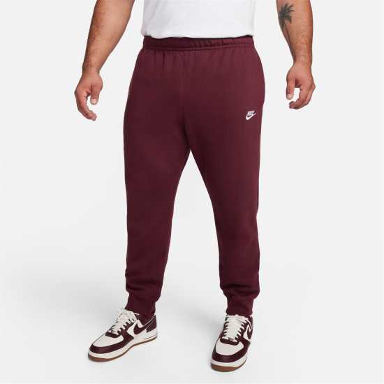 Nike Мъжко Долнище За Джогинг Sportswear Club Fleece Jogging Pants Mens Maroon/White Мъжко облекло за едри хора