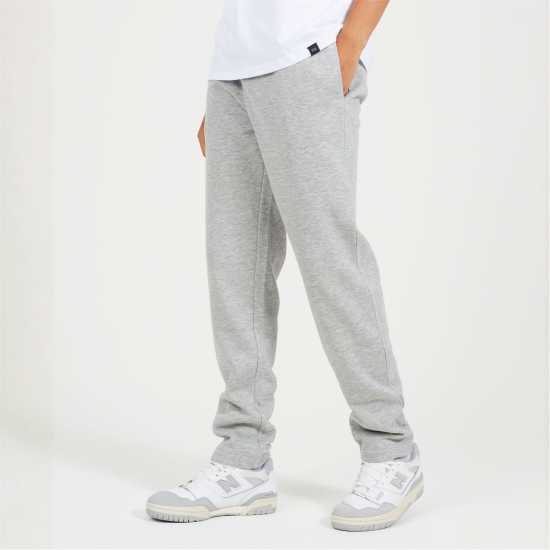 Brave Soul Men's Straight Leg Open Hem Fleece Jogging Bottoms Lt Grey Marl 