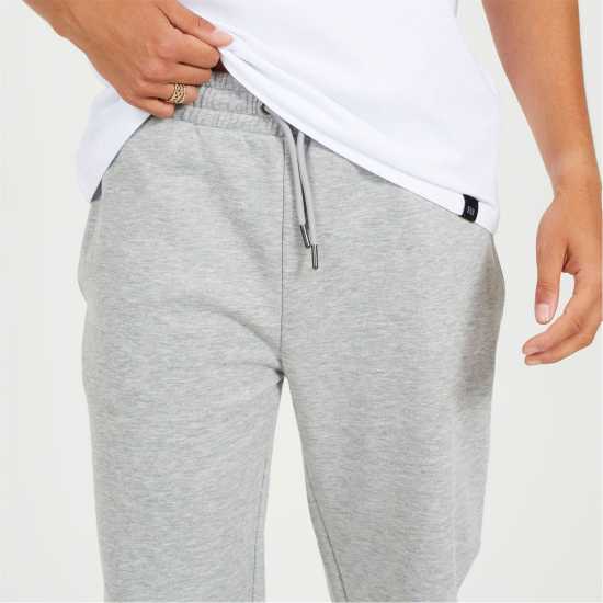 Brave Soul Men's Straight Leg Open Hem Fleece Jogging Bottoms Lt Grey Marl 