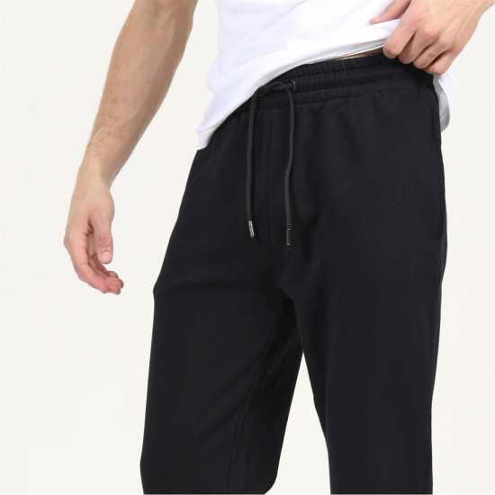Brave Soul Men's Straight Leg Open Hem Fleece Jogging Bottoms Jet Black 