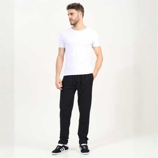 Brave Soul Men's Straight Leg Open Hem Fleece Jogging Bottoms Jet Black 