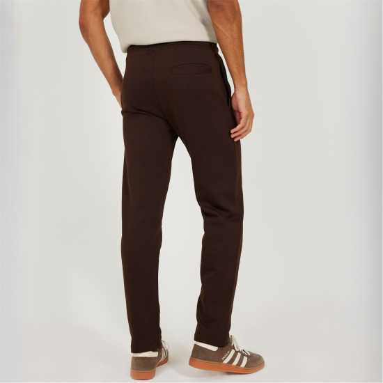 Brave Soul Men's Straight Leg Open Hem Fleece Jogging Bottoms Chocolate 