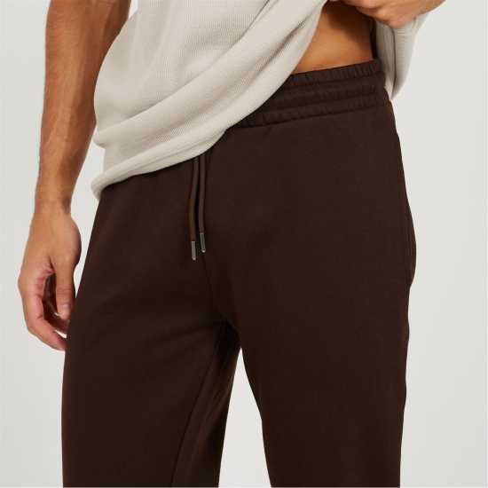 Brave Soul Men's Straight Leg Open Hem Fleece Jogging Bottoms Chocolate 