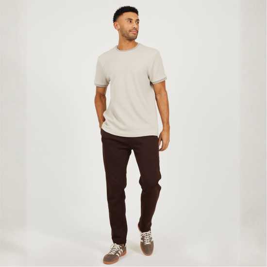 Brave Soul Men's Straight Leg Open Hem Fleece Jogging Bottoms Chocolate 