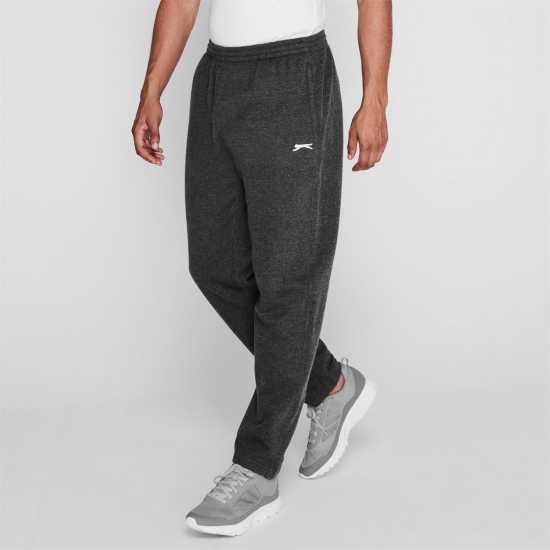 Sale Мъжко Долнище Полар Slazenger Open Hem Fleece Pants Mens Тъмно сиво марл Мъжки меки спортни долнища