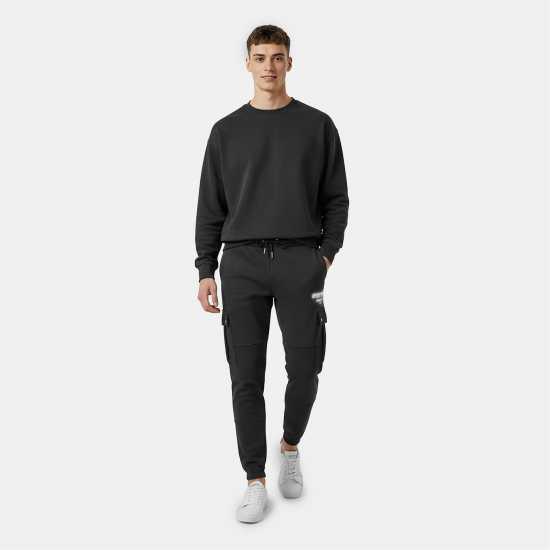 Men's Script Cargo Cotton Ribbed Cuffs Joggers Черно Men's Script Cargo Cotton Ribbed Cuffs Joggers Черно