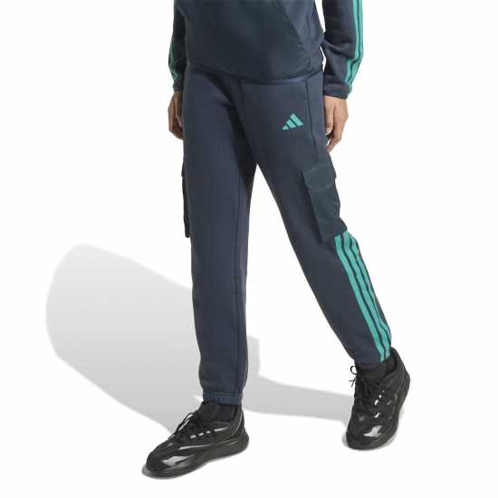 Детски долнища на анцуг Adidas Utility Fleece Cargo Joggers Juniors Ink Blue Adidas Utility Fleece Cargo Joggers Juniors Ink Blue Детски долнища на анцуг