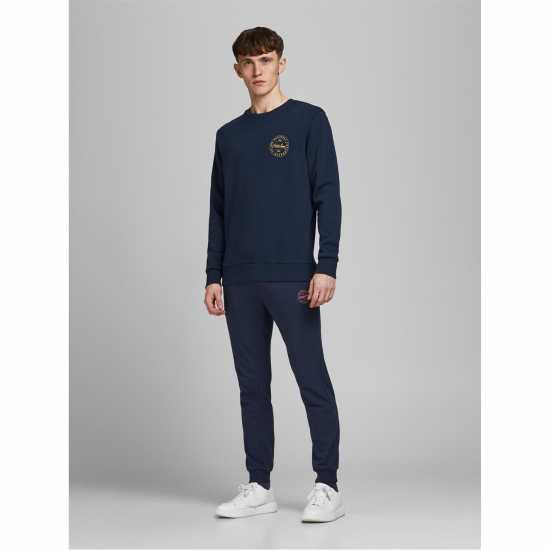 Мъжки меки спортни долнища Jack And Jones Gordon Shark Jogging Bottoms Нави блейзър Jack And Jones Gordon Shark Jogging Bottoms Нави блейзър Мъжки меки спортни долнища