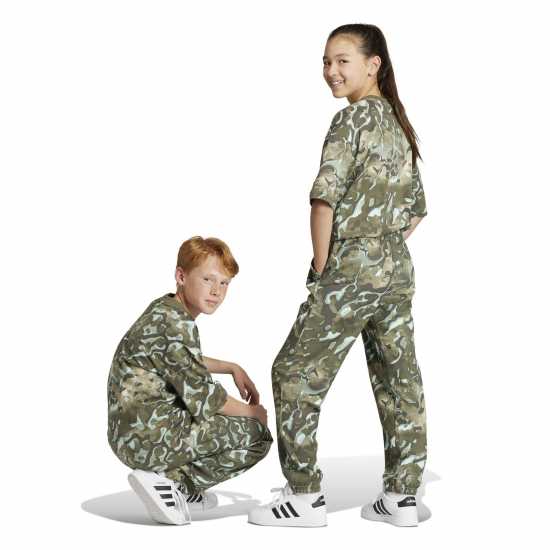 Adidas Future Icons Allover Print Joggers Juniors Green Детски долнища на анцуг
