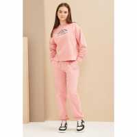 Girls Positive Club Sweatshirt And Jog Set Pink  Детски долнища на анцуг