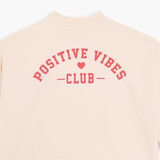 Girls Positive Club Sweatshirt And Jog Set Cream  Детски долнища на анцуг