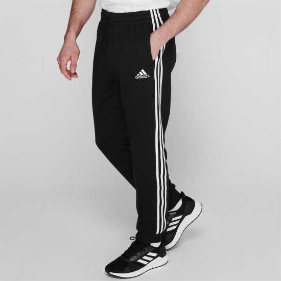 Adidas Essentials Fleece Tapered Cuff 3-Stripes Joggers M Black/White Мъжко облекло за едри хора
