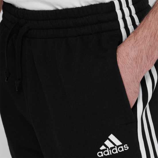 Adidas Fleece Tapered Cuff 3-Stripes Joggers Черно/Бяло 