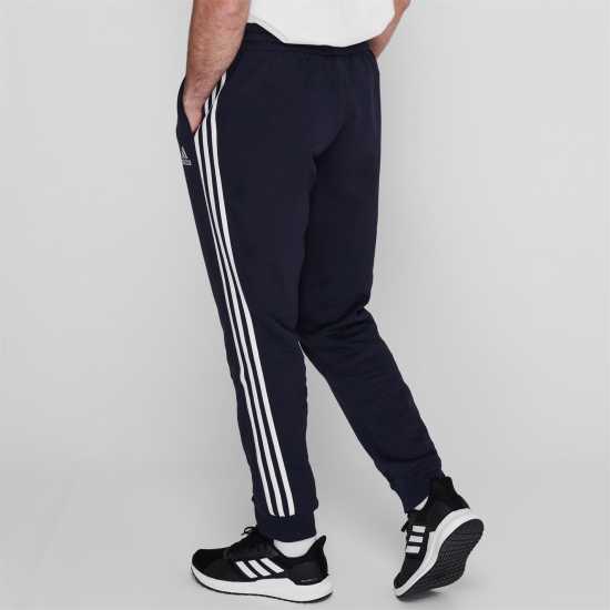 Adidas Essentials Fleece Tapered Cuff 3-Stripes Joggers M Navy/White Мъжко облекло за едри хора