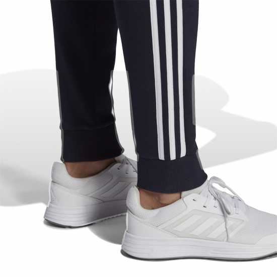 Adidas Essentials Fleece Tapered Cuff 3-Stripes Joggers M Navy/White Мъжко облекло за едри хора