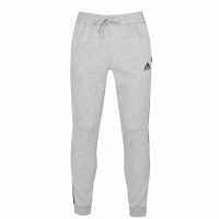 Adidas Essentials Fleece Tapered Cuff 3-Stripes Joggers M MedGrey/White Мъжко облекло за едри хора