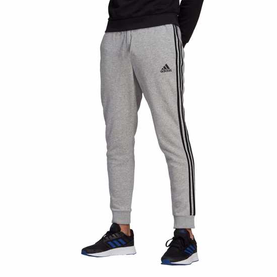 Adidas Fleece Tapered Cuff 3-Stripes Joggers Средно сиво/бяло 