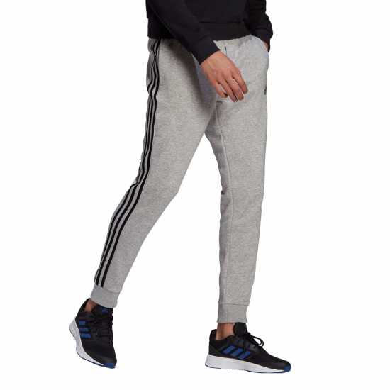 Adidas Essentials Fleece Tapered Cuff 3-Stripes Joggers M MedGrey/White Мъжко облекло за едри хора