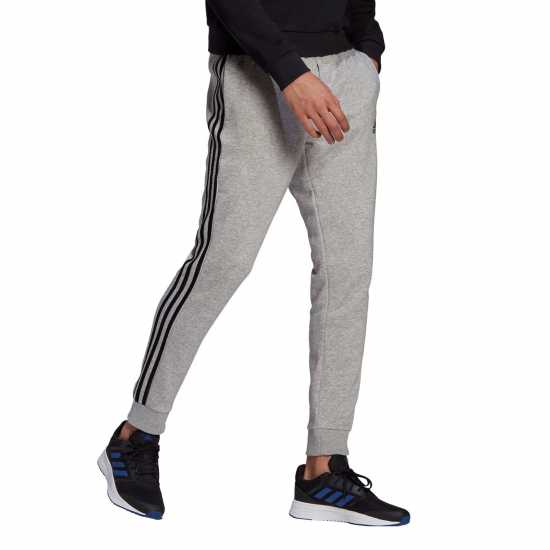Adidas Fleece Tapered Cuff 3-Stripes Joggers Средно сиво/бяло 