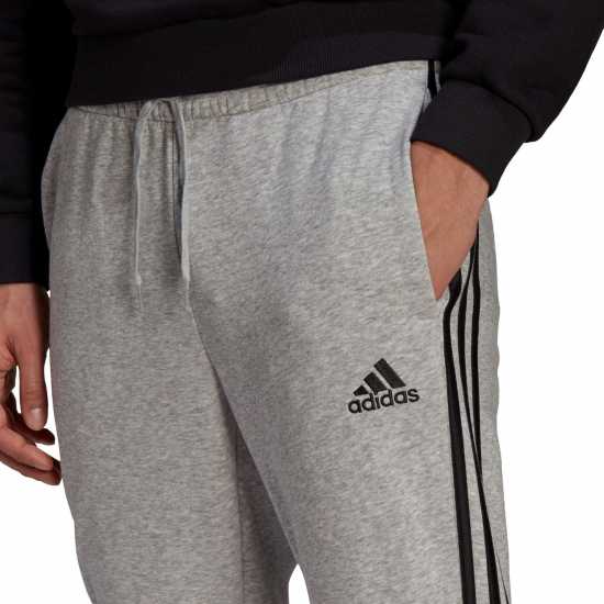 Adidas Fleece Tapered Cuff 3-Stripes Joggers Средно сиво/бяло 
