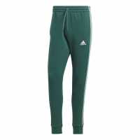 Adidas Essentials Fleece Tapered Cuff 3-Stripes Joggers M Col Green/White Мъжко облекло за едри хора