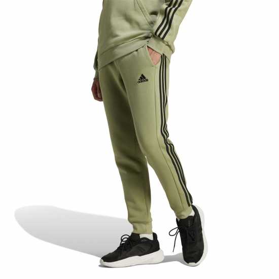 Adidas Fleece Tapered Cuff 3-Stripes Joggers Зелен палатка Мъжки меки спортни долнища