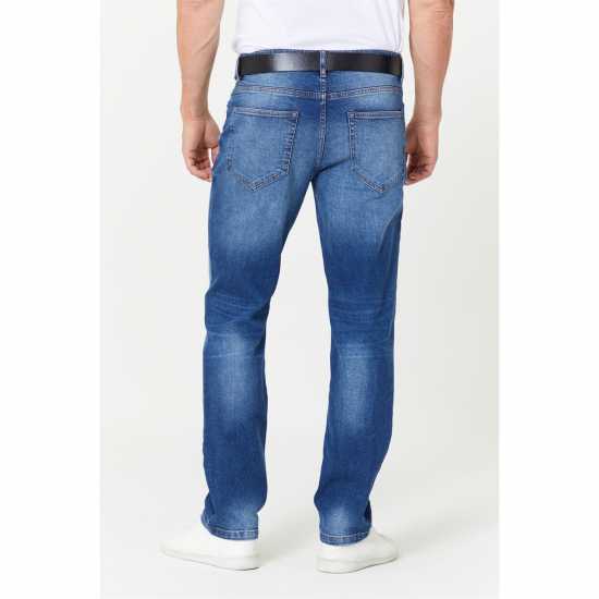 Straight Fit Belted Jeans Mid Wash  Мъжки дънки