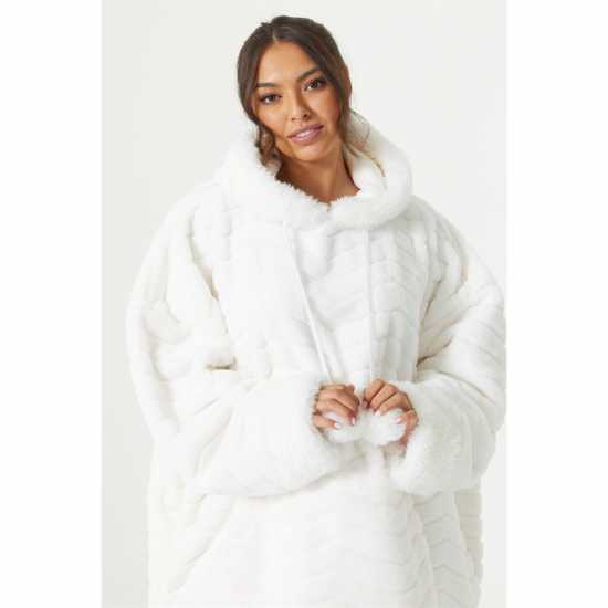 Luxury Faux Fur Snuggle Hoodie White  Дамски суичъри и блузи с качулки