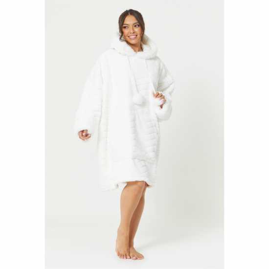 Luxury Faux Fur Snuggle Hoodie White  Дамски суичъри и блузи с качулки
