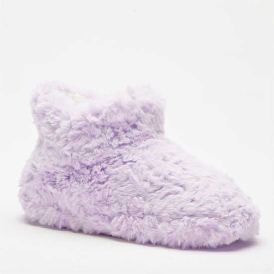 Faux Fur Lilac Slipper Boots Lilac Дамски грейки
