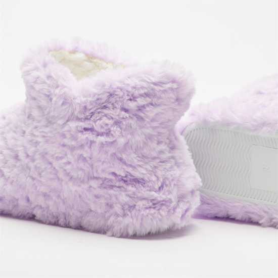 Faux Fur Lilac Slipper Boots Lilac Дамски грейки