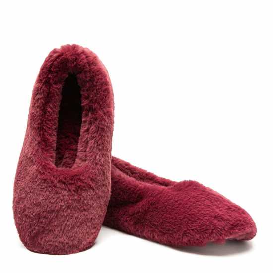 Fur Ballet Slippers Wine Red  Дамски обувки