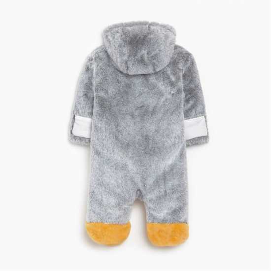 Unisex Faux Fur Penguin Pram Suit Grey  Детски клинове