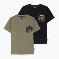 Bench Pack Of 2 Camo Patch T-Shirts Black/khaki  Детски тениски и фланелки