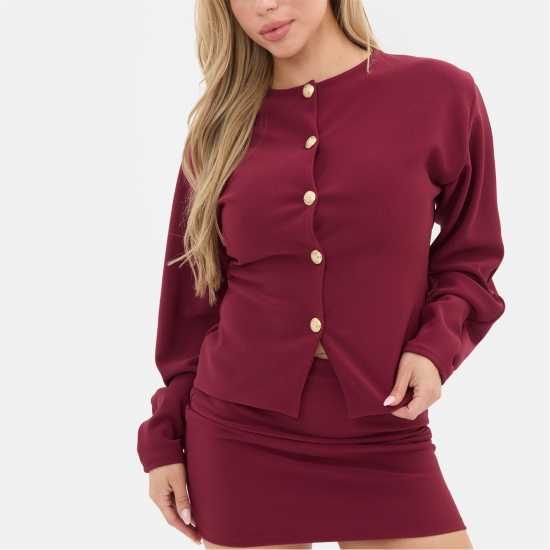 Плетена Жилетка Statement Button Ribbed Cardigan Плетена Жилетка Statement Button Ribbed Cardigan