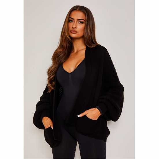 Плетена Жилетка Missy Empire Balloon Sleeve Cardigan Womens Черно Дамски пуловери и жилетки