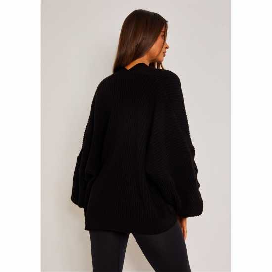Плетена Жилетка Missy Empire Balloon Sleeve Cardigan Womens Черно Дамски пуловери и жилетки