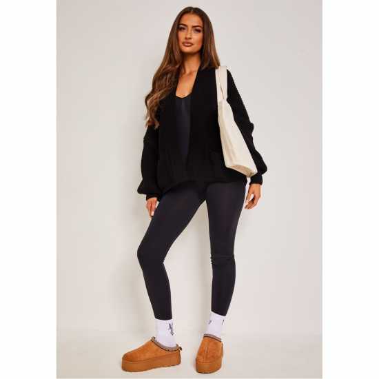 Плетена Жилетка Missy Empire Balloon Sleeve Cardigan Womens Черно Дамски пуловери и жилетки