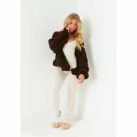Плетена Жилетка Missy Empire Balloon Sleeve Cardigan Womens Шоколад Дамски пуловери и жилетки