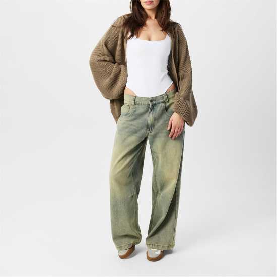 Плетена Жилетка Missy Empire Balloon Sleeve Cardigan Womens Моха Дамски пуловери и жилетки