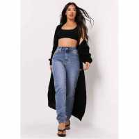 Плетена Жилетка Missy Empire Balloon Sleeve Knitted Cardigan Черно Дамски пуловери и жилетки