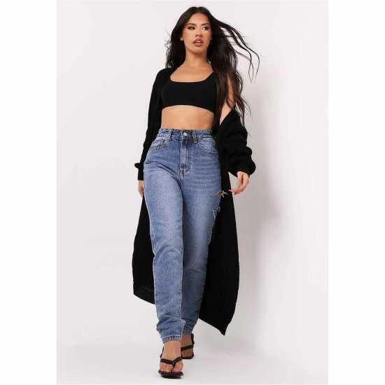 Плетена Жилетка Missy Empire Balloon Sleeve Knitted Cardigan Черно Дамски пуловери и жилетки
