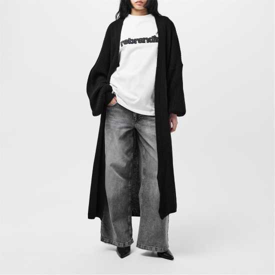 Плетена Жилетка Missy Empire Balloon Sleeve Knitted Cardigan Черно Дамски пуловери и жилетки