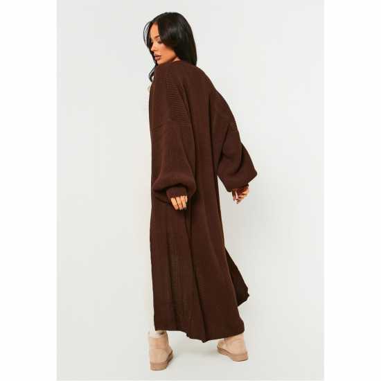 Плетена Жилетка Missy Empire Balloon Sleeve Knitted Cardigan Шоколад 