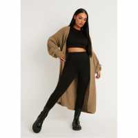 Плетена Жилетка Missy Empire Balloon Sleeve Knitted Cardigan Моха 
