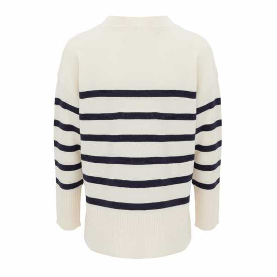 Miso Плетена Жилетка V-Neck Cuff Stripe Cardigan  Дамски пуловери и жилетки