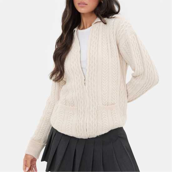 Жилетка С Цип Cable Knit Zip Cardigan Жилетка С Цип Cable Knit Zip Cardigan