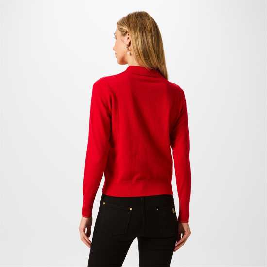 Biba Плетена Жилетка Zip Up Cardigan Червено Дамски пуловери и жилетки