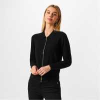 Biba Плетена Жилетка Zip Up Cardigan Черно Дамски пуловери и жилетки